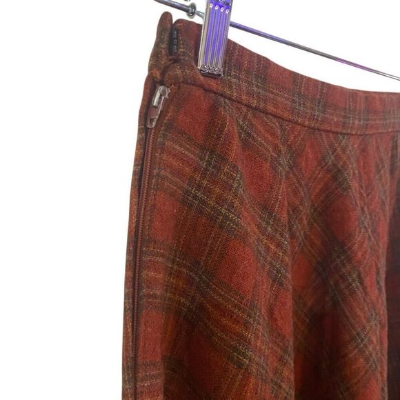 VINTAGR Albert Capraro wool plaid skirt size 6 FLAWS - Picture 2 of 8